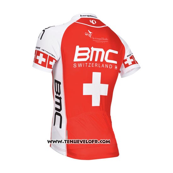 2014 Maillot Ciclismo BMC Champion Suisse Orange et Blanc Manches Courtes et Cuissard
